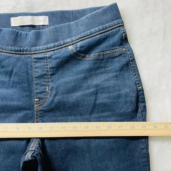 Levi's Womens Blue Denim Mid Rise Stretch Pull On Shaping Skinny Jeans Size 14L - Picture 9 of 11